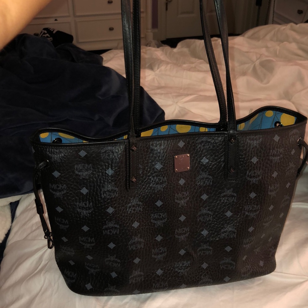 MCM medium black reversible tote